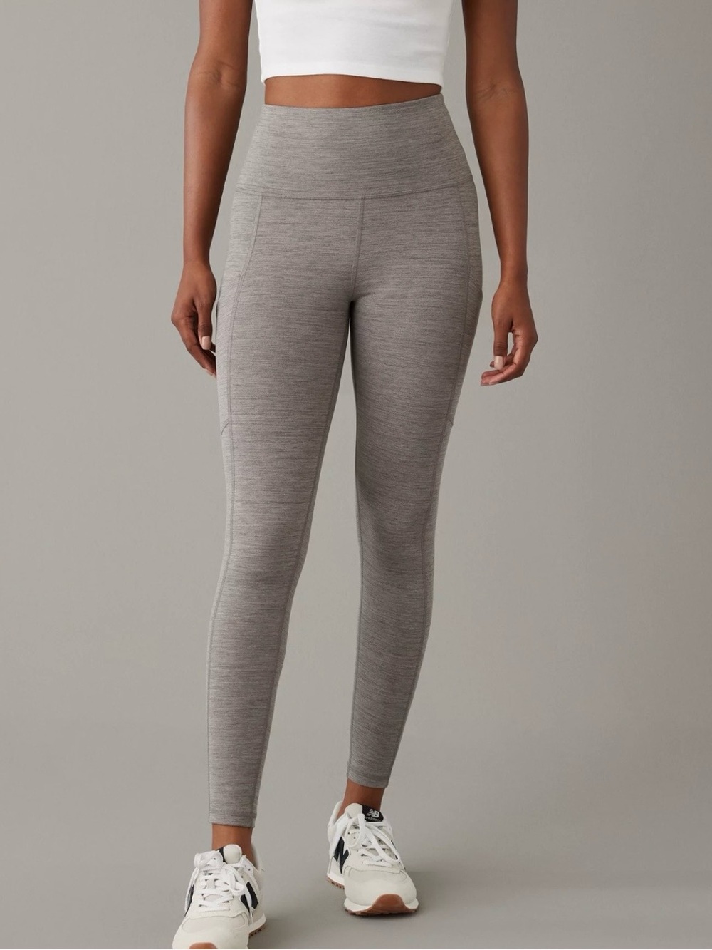 American Eagle Heather Gray Everything Pocket High-Waist Leggings - M Long
